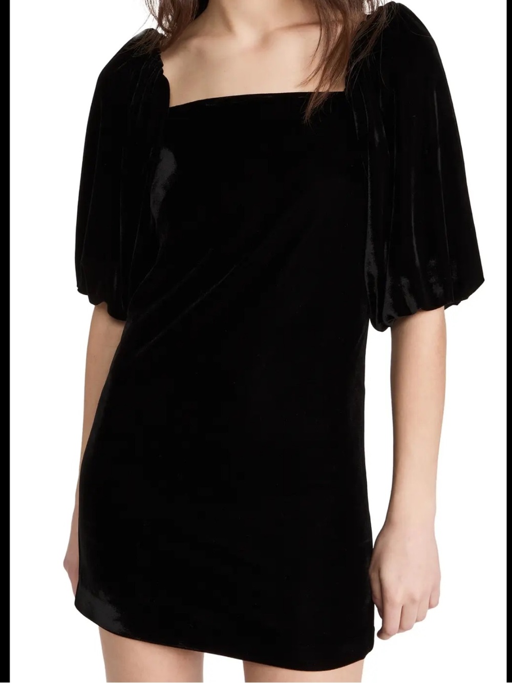 Rebecca Minkoff Vienne Black Velvet Puff Sleeve Mini Dress Size M
